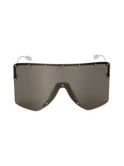 Shop Gucci Women's 99mm Shield Sunglasses In Gold Silver Grey