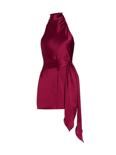 Shop Amanda Uprichard Women's Sandrine Silk Halter Dress In Syrah