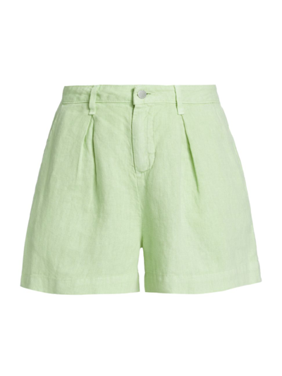 Shop L Agence Women's Zahari Pleated Linen Shorts In Soft Mint