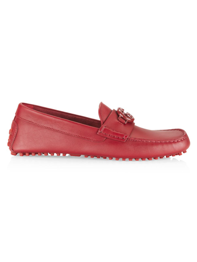 Shop Gucci Men's Ayrton Driver Leather Loafers In Red