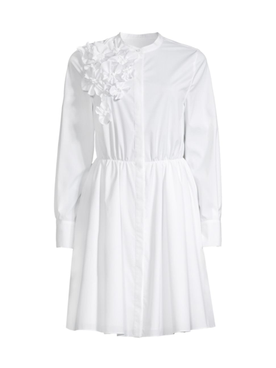 Shop Jason Wu Women's 3d Flower Poplin Shirt Dress In White