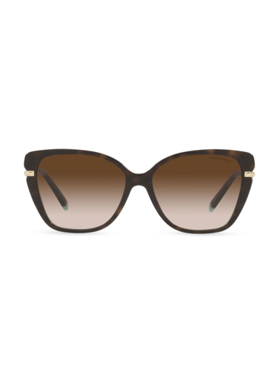 Shop Tiffany & Co Women's Wheat Leaf 57mm Cat Eye Sunglasses In Havana