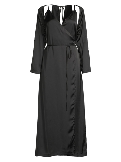 Shop Hansen + Gretel Women's Geneva Satin Dress In Black