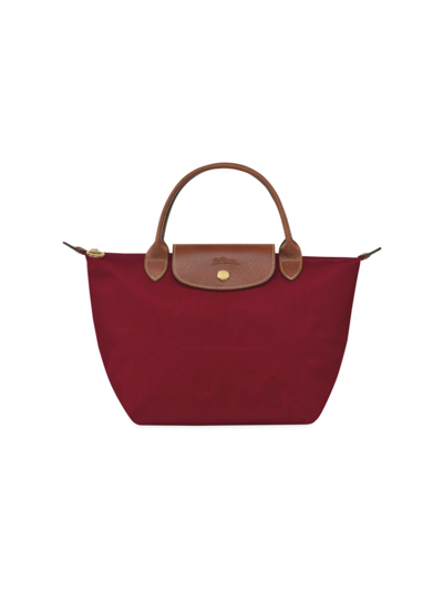 Shop Longchamp Women's Small Le Pliage Top Handle Bag In Red