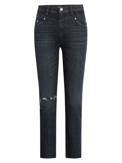Shop Hudson Women's Holly High-rise Stretch Straight-leg Jeans In Washed Black