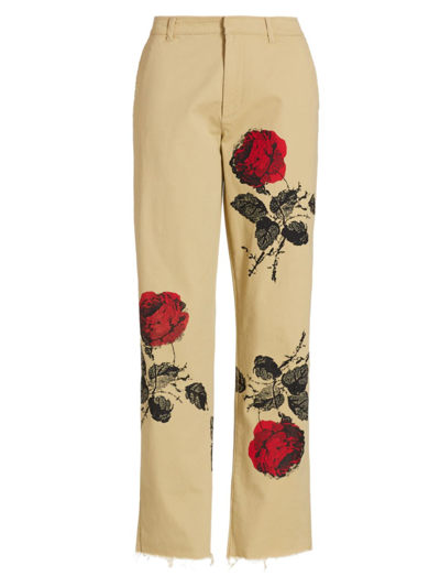 Shop Libertine Women's Stone Roses Cotton-blend Chino Pants In Khaki