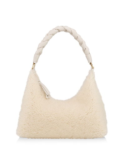 Shop Altuzarra Women's Shearling Braided Top Handle Bag In Ivory