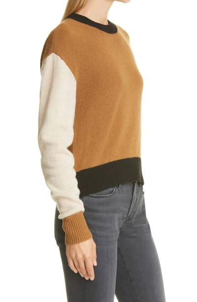Shop Frame Colorblock Cashmere Crewneck Sweater In Vicuna Multi