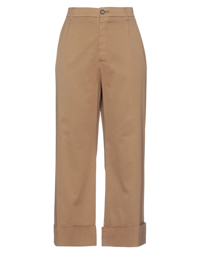 Shop Berwich Woman Pants Camel Size 8 Cotton, Silk, Elastane In Beige