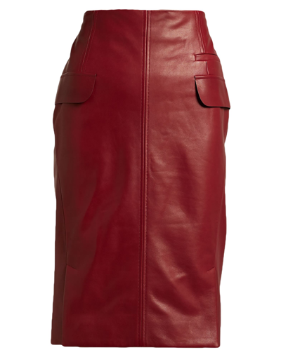 Shop Drome Woman Midi Skirt Brick Red Size S Lambskin