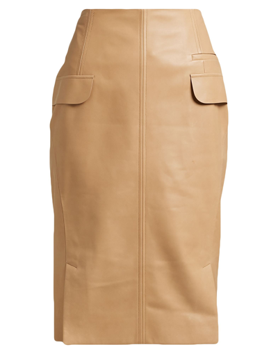 Shop Drome Woman Midi Skirt Camel Size Xs Lambskin In Beige