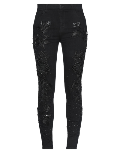 Shop Amen Couture Woman Jeans Black Size 6 Cotton, Metal, Polyester, Polyurethane, Glass