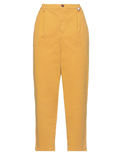 Shop I Love Mp Woman Pants Ocher Size 29 Cotton, Elastane In Yellow
