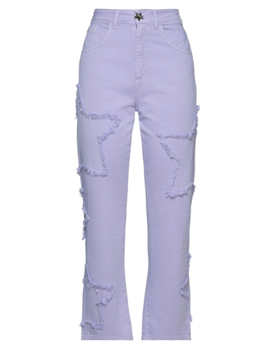Shop Teen Idol Woman Jeans Lilac Size M Cotton In Purple