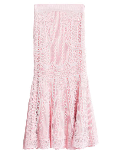 Shop Alexander Mcqueen Woman Maxi Skirt Pink Size Xxl Cotton, Polyamide, Elastane