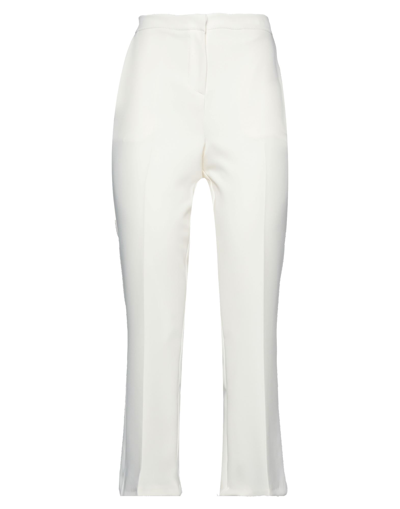 Shop Angela Davis Woman Pants Ivory Size 8 Polyester, Elastane In White