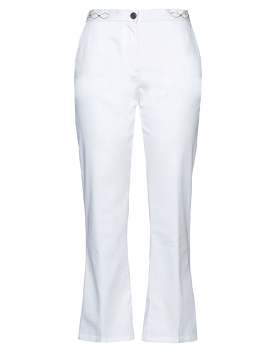 Shop White Sand Woman Pants White Size 4 Cotton, Elastane