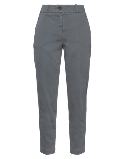 Shop Peserico Woman Pants Lead Size 2 Cotton, Elastane In Grey