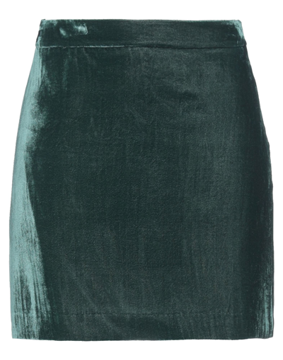 Shop Le Sarte Pettegole Woman Mini Skirt Dark Green Size 6 Viscose, Silk