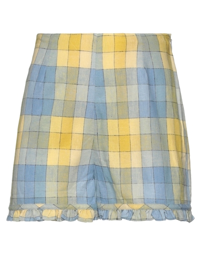 Shop Staud Woman Shorts & Bermuda Shorts Yellow Size 10 Linen, Rayon, Cotton