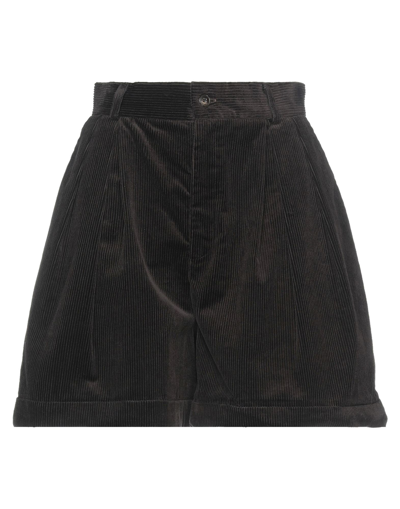 Shop Mauro Grifoni Grifoni Woman Shorts & Bermuda Shorts Dark Brown Size 8 Cotton