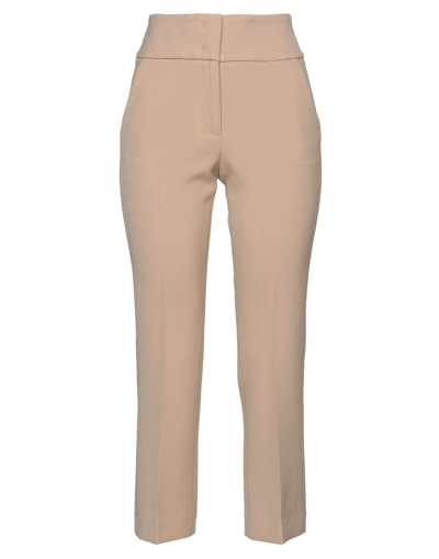 Shop Peserico Woman Pants Light Brown Size 2 Polyester, Viscose, Cotton, Elastane In Beige