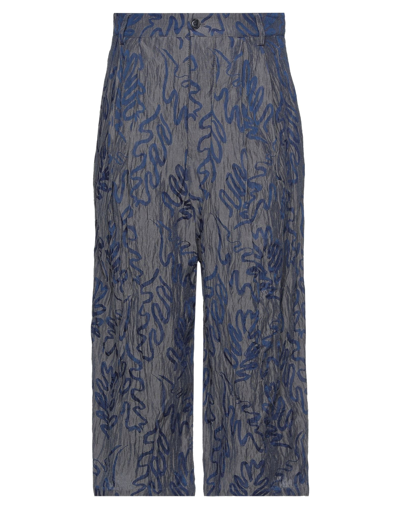 Shop Giorgio Armani Man Pants Lead Size 36 Acetate, Cotton, Metallic Fiber In Grey