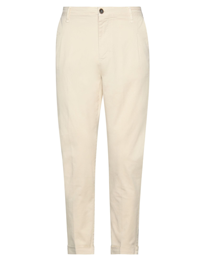 Shop Stilosophy Man Pants Ivory Size 38 Cotton, Elastane In White