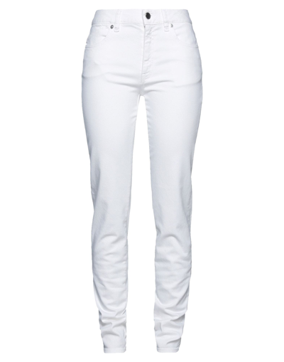 Shop Just Cavalli Woman Jeans White Size 30 Cotton, Elastane, Bovine Leather, Polyester