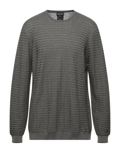Shop Giorgio Armani Man Sweater Lead Size 42 Silk, Cotton In Grey