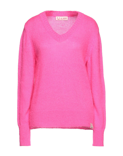 Shop Garage Nouveau Woman Sweater Fuchsia Size L Acrylic, Mohair Wool, Polyamide In Pink