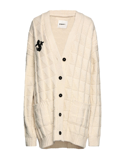 Jil Sander Plus Embroidered Ribbed-knit Wool Cardigan In Ivory