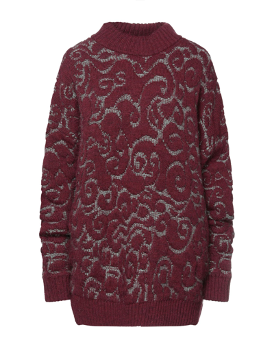 Shop Bonsai Woman Turtleneck Burgundy Size M Acrylic, Mohair Wool, Wool, Alpaca Wool, Viscose In Red