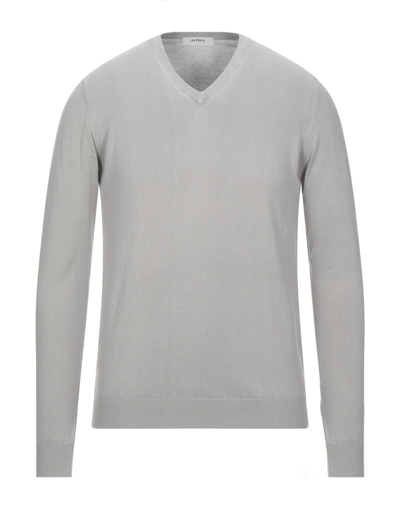 Shop Alpha Studio Man Sweater Dove Grey Size 40 Cotton
