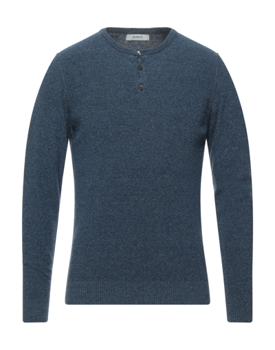 Shop Alpha Studio Man Sweater Slate Blue Size 40 Cotton, Polyamide