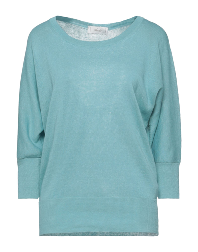 Shop Accuà By Psr Woman Sweater Turquoise Size 6 Linen, Cotton In Blue