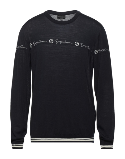 Shop Giorgio Armani Man Sweater Midnight Blue Size 44 Virgin Wool, Viscose, Polyamide