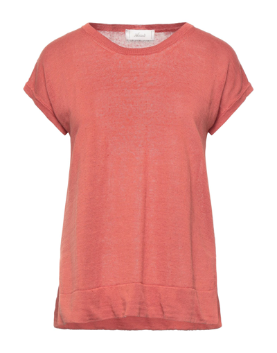 Shop Accuà By Psr Woman Sweater Brick Red Size 4 Linen, Cotton In Orange