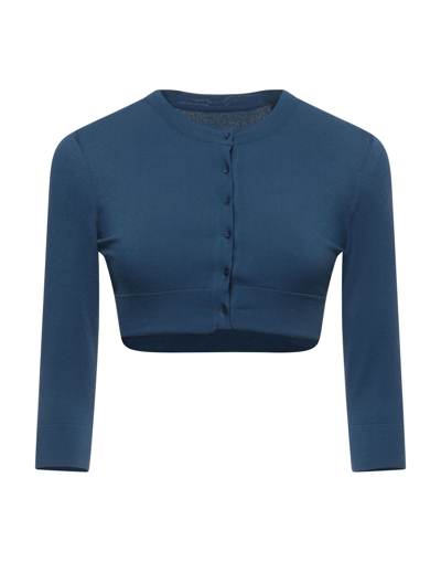 Shop Alaïa Woman Cardigan Slate Blue Size 6 Viscose, Polyester