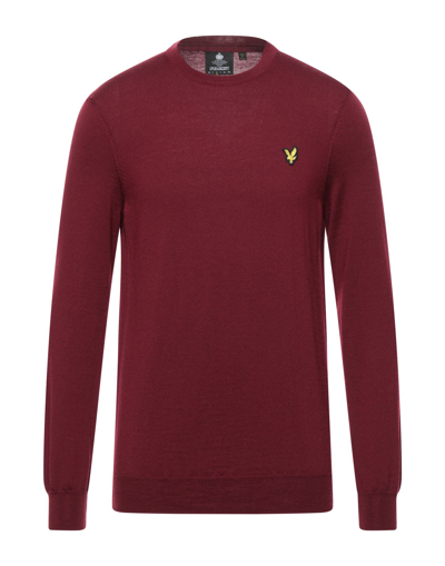 Shop Lyle & Scott Man Sweater Burgundy Size S Merino Wool In Red