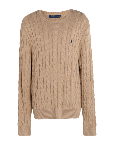 Shop Polo Ralph Lauren Cable-knit Cotton Sweater Man Sweater Sand Size Xxl Cotton In Beige