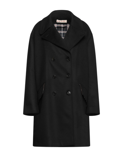 Shop Marni Woman Coat Black Size 8 Virgin Wool, Cashmere