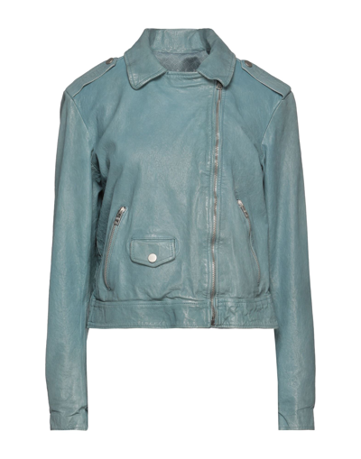 Shop Dfour Woman Jacket Slate Blue Size 6 Soft Leather