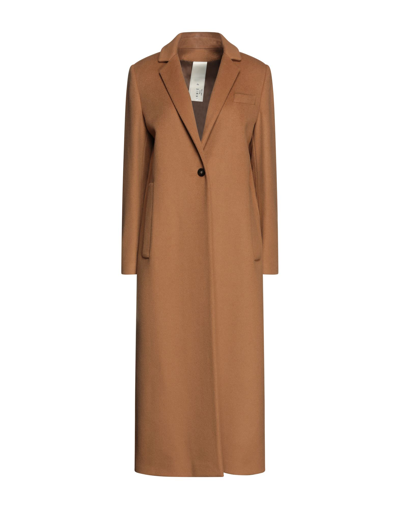 Shop Annie P . Woman Coat Camel Size 4 Virgin Wool, Polyamide In Beige