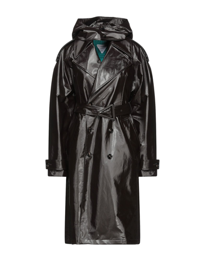 Shop Bottega Veneta Woman Overcoat & Trench Coat Dark Brown Size 2 Cotton, Polyamide, Polyurethane, Lambs In Black