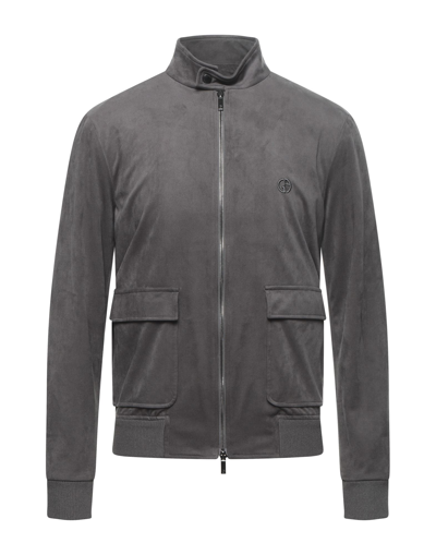 Shop Giorgio Armani Man Jacket Lead Size 46 Polyester, Elastane, Viscose In Grey