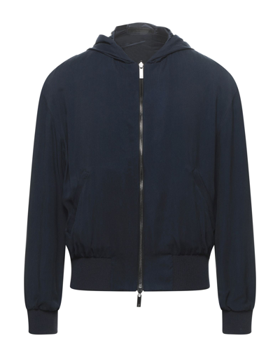 Shop Giorgio Armani Man Jacket Midnight Blue Size 42 Polyamide, Virgin Wool, Silk, Elastane