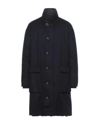Shop Giorgio Armani Man Coat Midnight Blue Size 38 Cashmere In Dark Blue