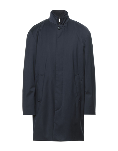 Shop Giorgio Armani Man Coat Midnight Blue Size 44 Virgin Wool In Dark Blue