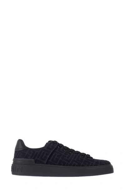 Shop Balmain B-court Monogram Low Top Sneaker In Sha Bleu Marine/ Noir